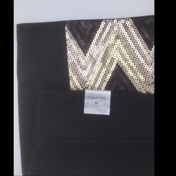 Maurices Med. Black Mini Skirt With Sequins in Chevron Design - Picture 3 of 6